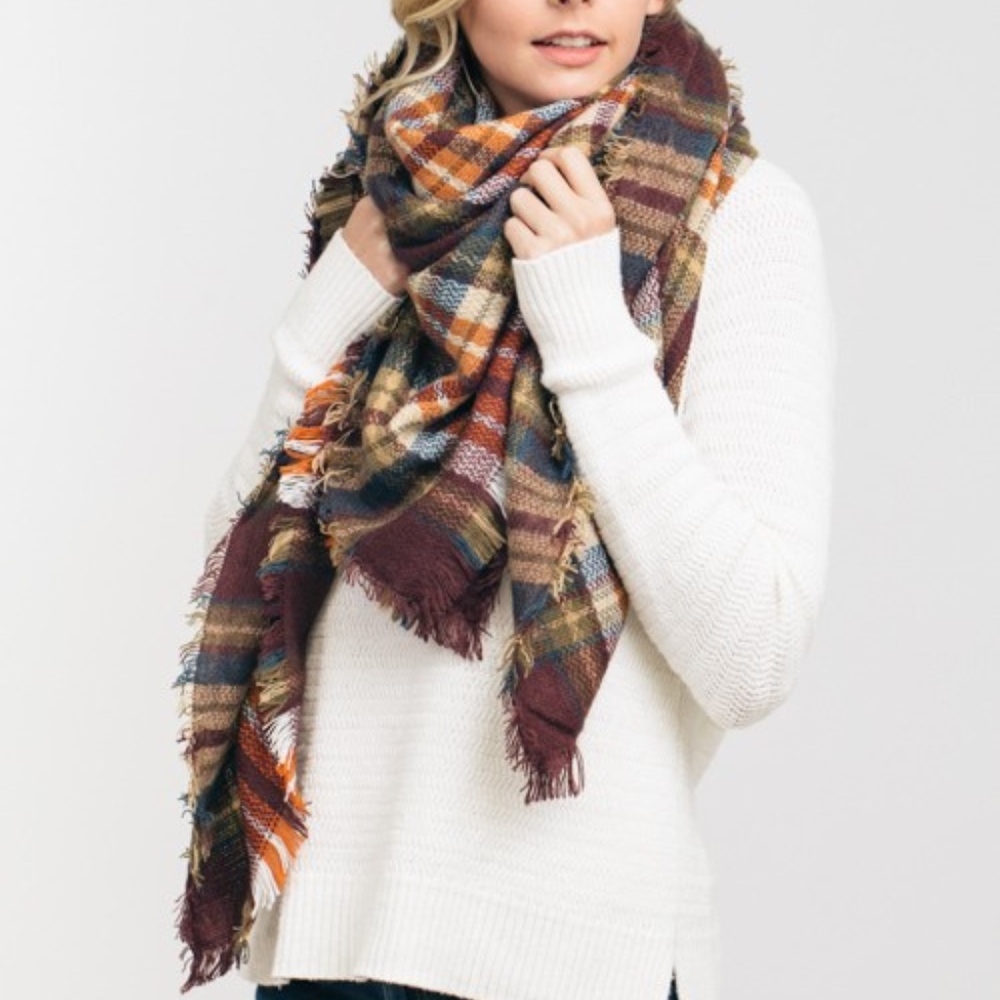 Oversized Blanket Scarf (Chestnut)